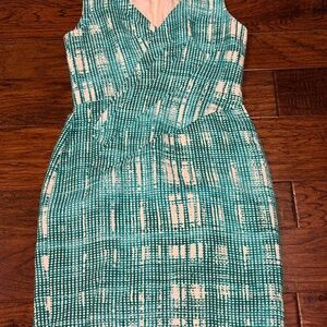 Oscar de la Renta Elegant Green Patterned Dress